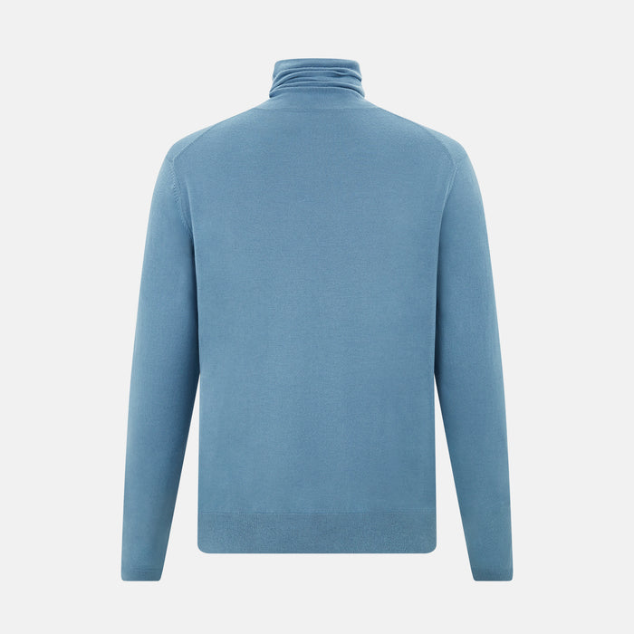 Pale Blue Fine Merino High Neck Jumper Image 2