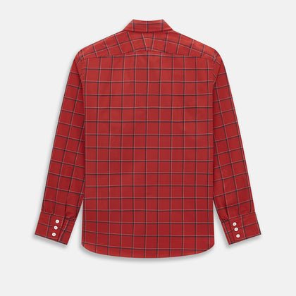 Dark Red Grid Check Windsor Shirt Image 2