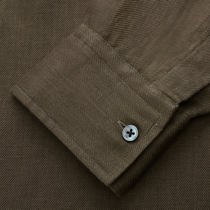 Khaki Green Linen Weekend Fit Langston Shirt Image 2
