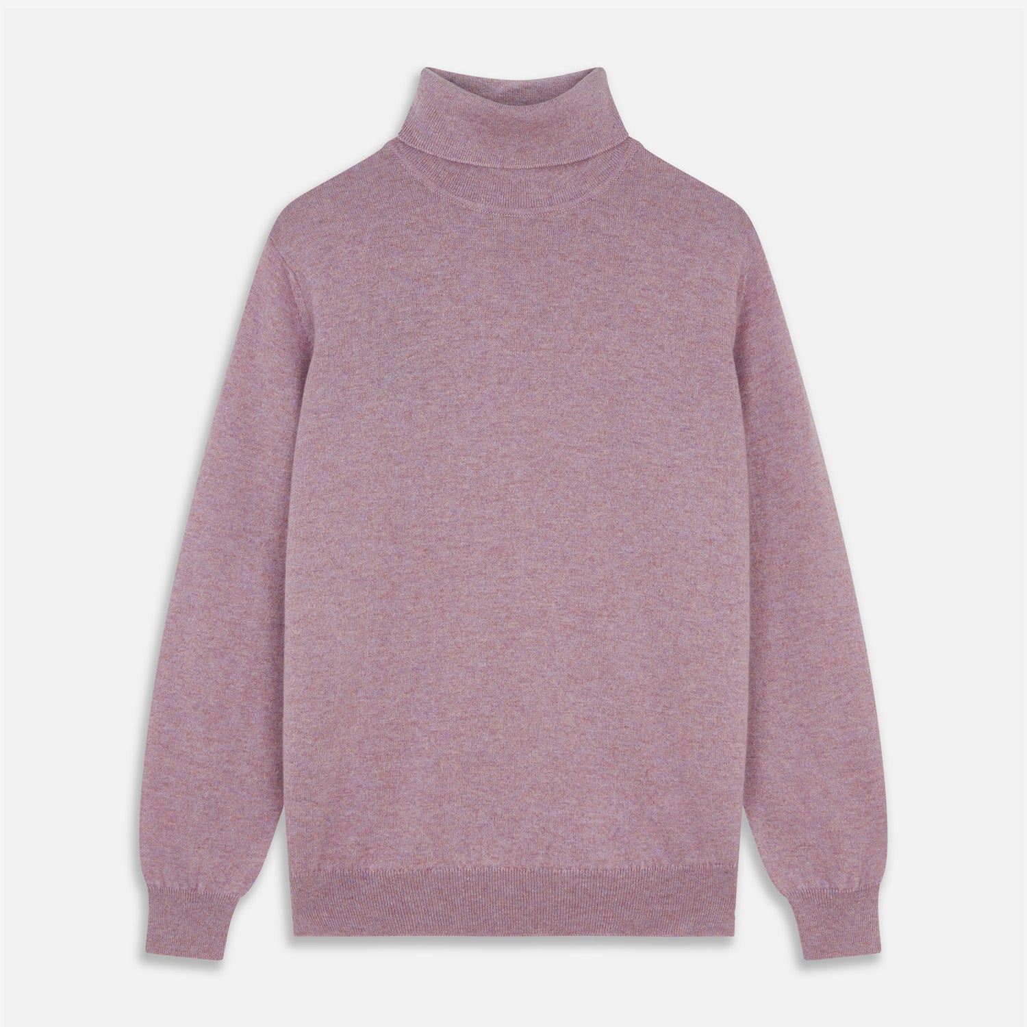 View 1 of product The Turnbull & Asser Lilac Heather Aubrey Cashmere Roll Neck Jumper features ribbed cuffs and hem—ideal for pairing with your favorite tailored trousers.
