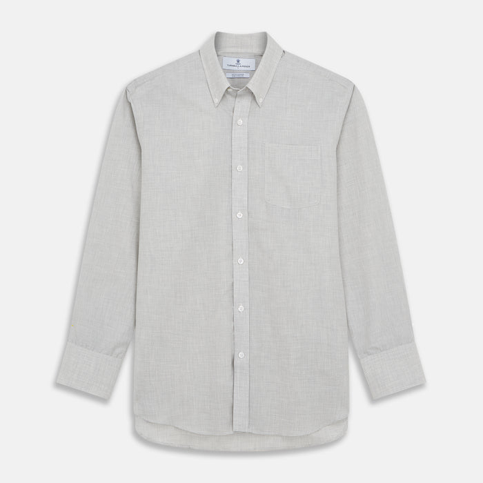 Grey Fine Check Cashmere Blend Fabric Image 1