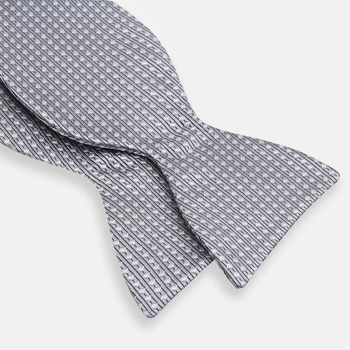 Silver and White Square Silk Bow Tie Image 2