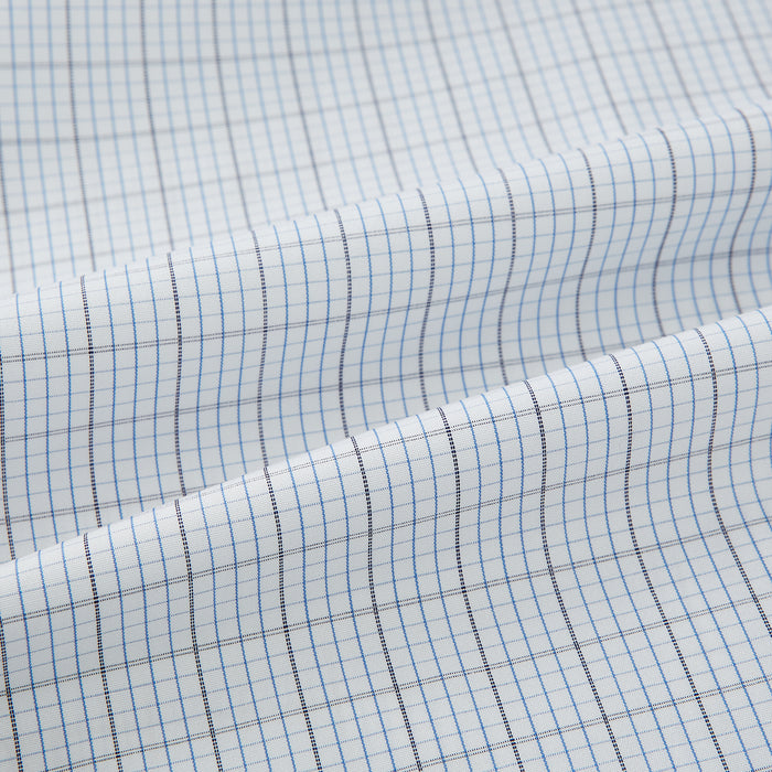 Navy and Blue Multi Grid Check Mayfair Shirt Image 5