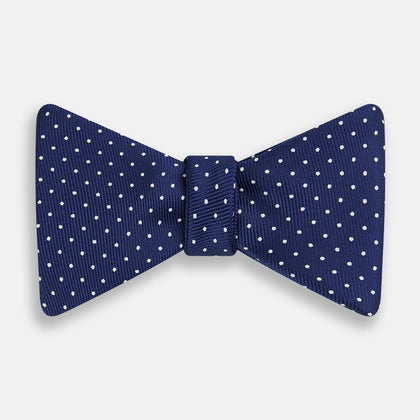 Azzurro and White Spot Silk Bow Tie