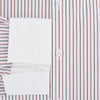 View 4 of product The Red Double Stripe Shirt with contrast T&A collar and cuffs by Turnbull & Asser features classic thin vertical red stripes and solid white collar and cuffs, laid flat on a white background for a timeless look.