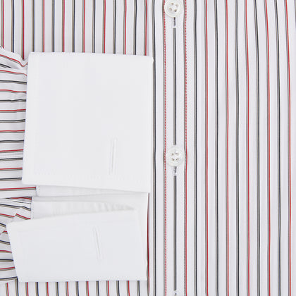 Red Double Stripe Shirt with Contrast T&A Collar and Cuffs Image 3