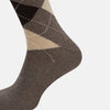 View 4 of product A single Turnbull & Asser Grey Melange Wool Check Mid-Length Sock, shown against a white background.