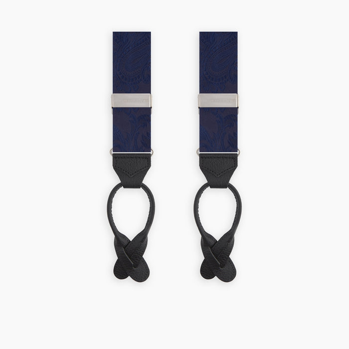 Navy Paisley Adjustable Silk Braces Image 2