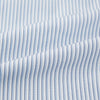 View 6 of product The Turnbull & Asser Sky Blue Shadow Pinstripe Mayfair Shirt, a long-sleeved, button-up shirt with a T&A collar and light blue and white thin vertical stripes, is displayed flat on a white background.