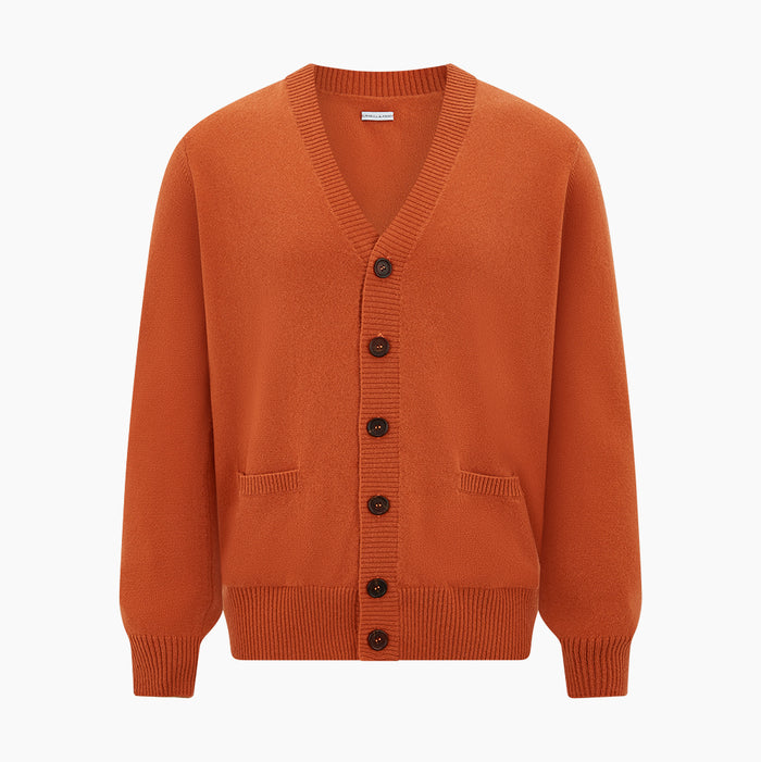 Orange Cashmere Cardigan Image 4