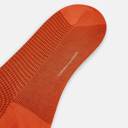 Orange Houndstooth Mid-Length Socks Image 2