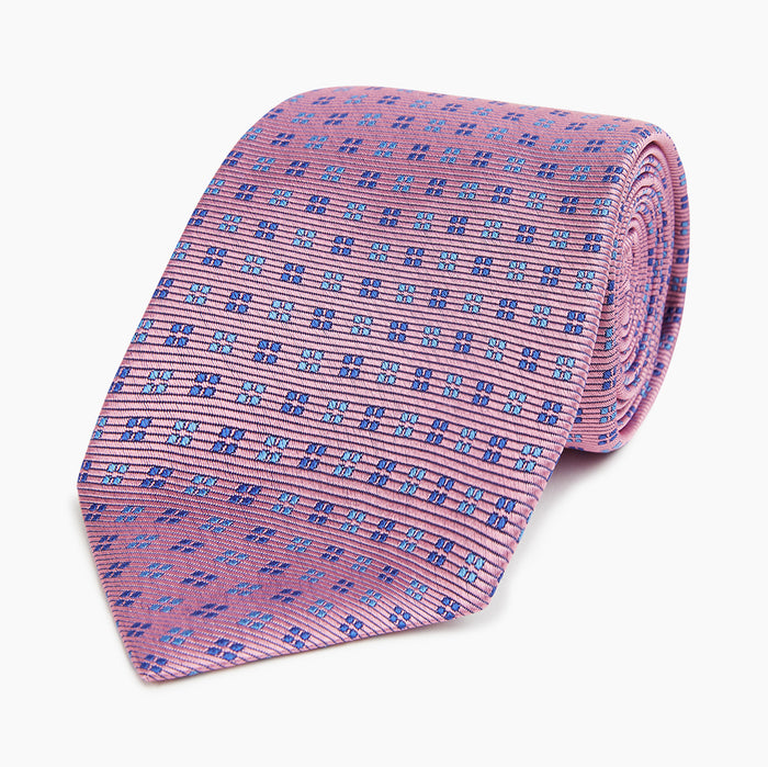 Blue and Pink Multi Dot Silk Tie Image 4
