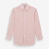 View 1 of product The Turnbull & Asser Pink Linen Shirt features a T&A collar, 3-button cuffs, and classic white buttons. This long-sleeved summer staple is shown on a plain white background.