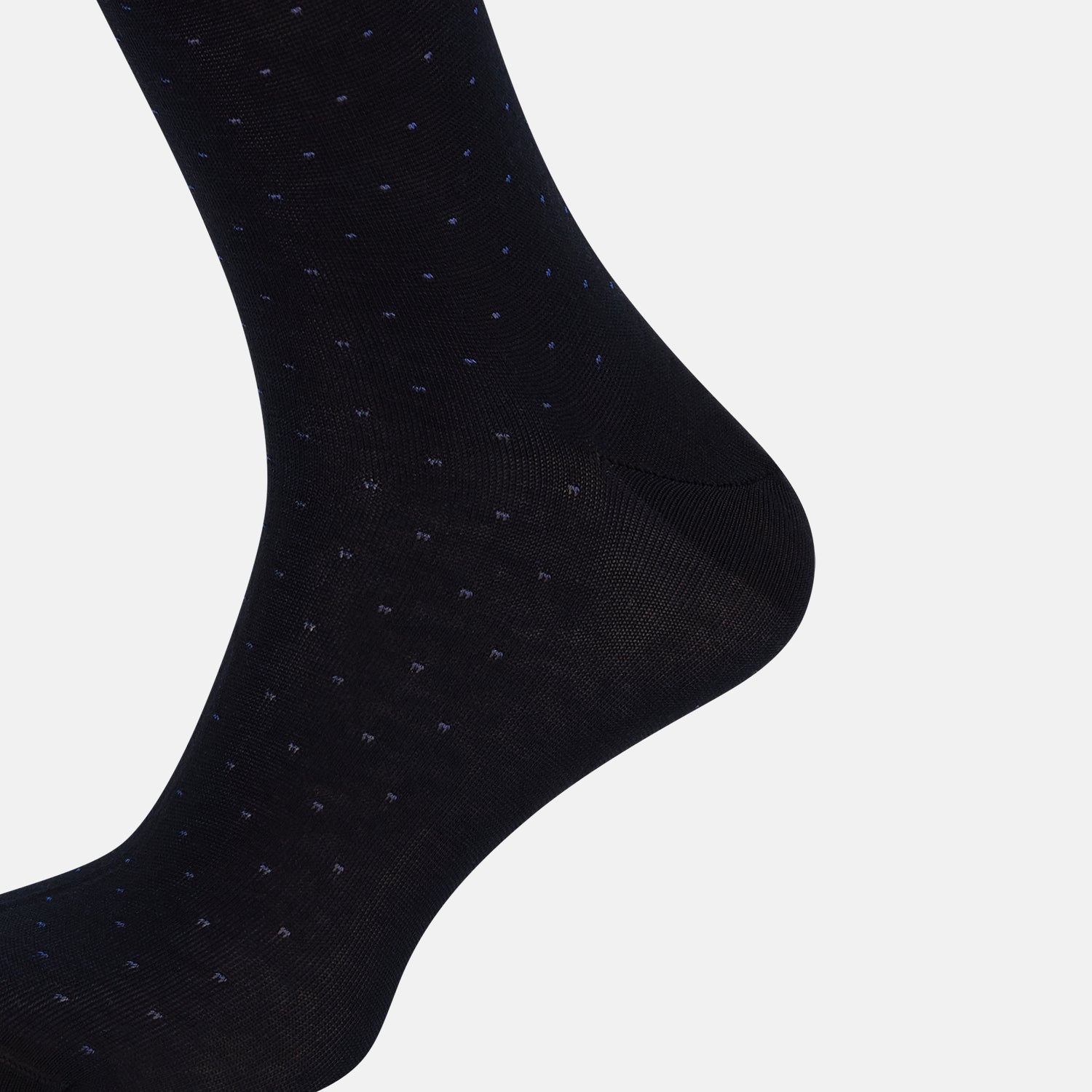 View 4 of product Turnbull & Asser Navy/Azzurro Polka Dot Long Socks—stylish knee-high socks featuring an elegant dotted pattern, perfect for those seeking sophisticated long socks.
