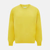 View 1 of product The Turnbull & Asser Canary Yellow Merino Round Neck Jumper features long sleeves and a crew neckline, shown here against a white background.