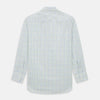 View 3 of product The Turnbull & Asser Multi Tone Double Grid Check Mayfair Shirt is a long-sleeve, button-up with a classic collar, showcasing pure cotton light blue, green, and yellow grid checks on white, neatly displayed flat against a white surface.