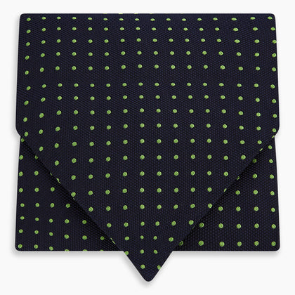 Green Micro Dot and Navy Silk Cravat Image 4