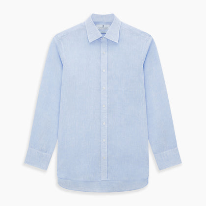 PALE BLUE LINEN MAYFAIR SHIRT Image 6