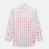 View 3 of product The Turnbull & Asser Coral Grid Check Mayfair Shirt is a white long-sleeve shirt with a collar, made from fine Italian cotton and featuring an evenly spaced coral grid check pattern.