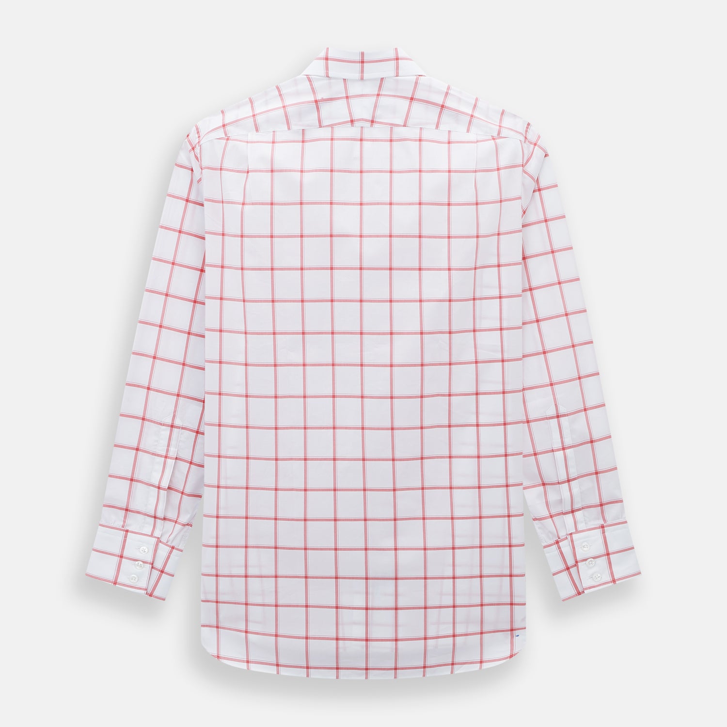 View 3 of product The Turnbull & Asser Coral Grid Check Mayfair Shirt is a white long-sleeve shirt with a collar, made from fine Italian cotton and featuring an evenly spaced coral grid check pattern.