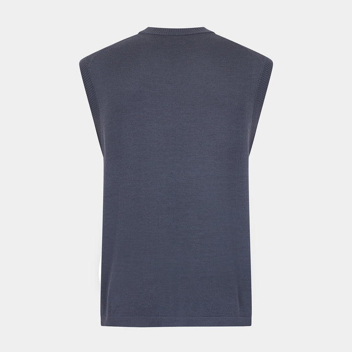 Grey Fine Merino V-Neck Vest Image 2