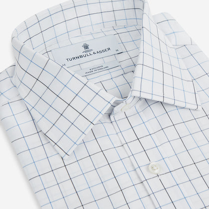 Blue Grid Check Mayfair Shirt Image 1