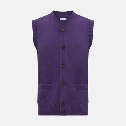 Purple Cashmere Sleeveless Cardigan