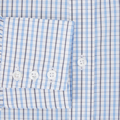 Navy and Blue Multi Check Mayfair Shirt Image 3
