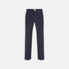 View 1 of product Turnbull & Asser Navy Moleskin Trousers featuring straight-leg design, front and back pockets, button closure, and belt loops, showcased on a plain white background.