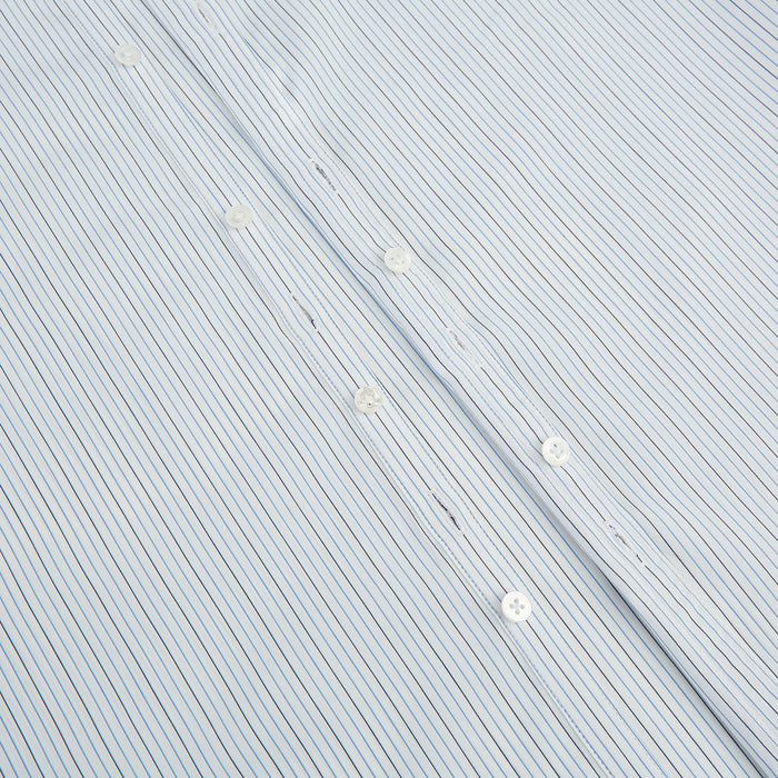 Pale Blue and Navy Pinstripe Westminster Shirt Image 6