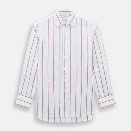 Dark Red Track Stripe Mayfair Shirt