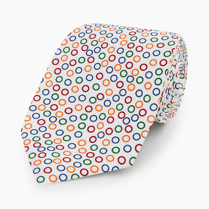 Confetti Circle White Silk Tie Image 4