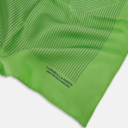 Fern Green Stripe Silk Pocket Square Image 1