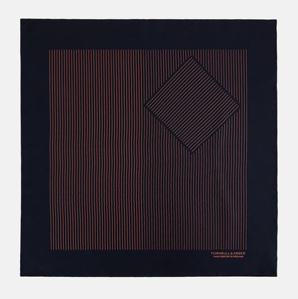 Navy and Orange Stripe Silk Pocket Square Image 2