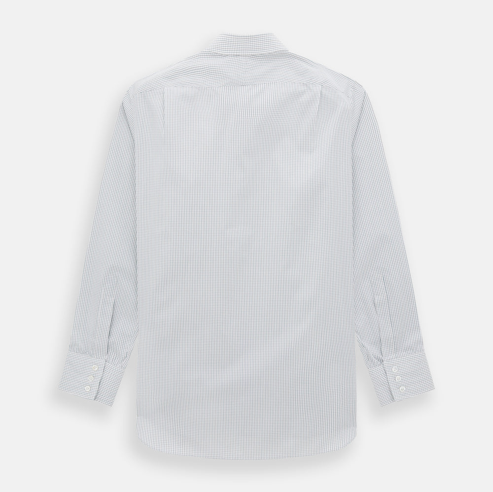 A Forest Melange and Red Graph Check Mayfair Shirt by Turnbull & Asser, featuring a classic T&A collar, button-down front, and buttoned cuffs, crafted from fine Italian cotton and shown on a plain white background.