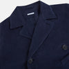View 2 of product The Turnbull & Asser Light Navy Kingston Corduroy Caban Jacket features a double-breasted stretch cotton corduroy design with black buttons, notched collar, and long buttoned cuffs, displayed on a plain white background.