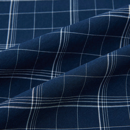 Indigo Windowpane Check Windsor Shirt with Contrast T&A Collar and Cuffs Image 7
