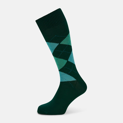 Olive Check Mid-Length Socks