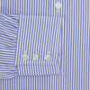 View 4 of product The Turnbull & Asser Blue Bengal Stripe Shirt with T&A collar and 3-button cuffs is shown laid flat on a white background.