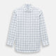 The Turnbull & Asser Grey Grid Check Mayfair Shirt features a classic collar and buttoned cuffs, crafted from fine Italian cotton with a grey grid check on white, and is shown against a plain white background.