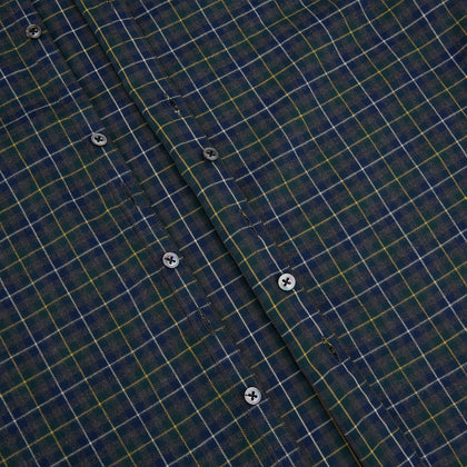 Navy and Khaki Tartan Windsor Shirt Image 6