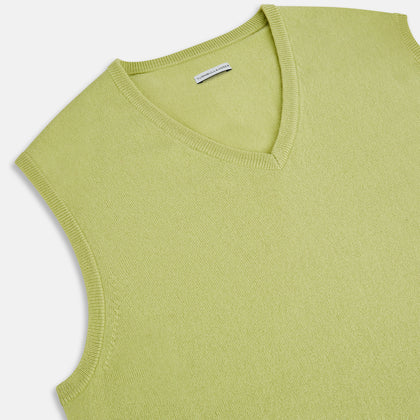 Melon Green V-neck Cashmere Vest Image 1