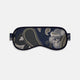 The Turnbull & Asser Navy Bloomsbury Jacquard Cashmere Lined Sleep Mask and Bag features a dark blue backdrop with beige, olive green, and gray floral patterns, plus elastic straps for comfort.