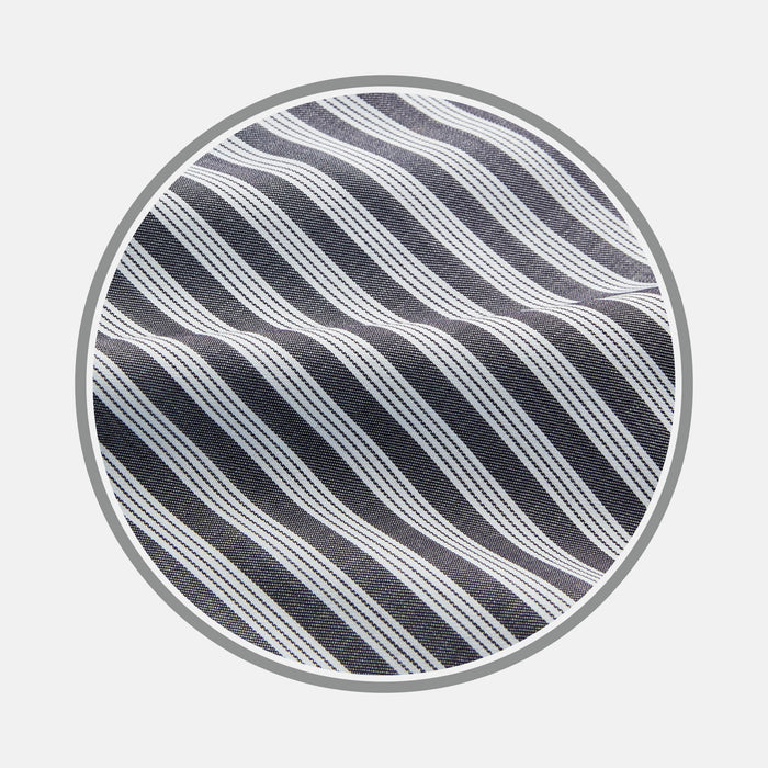 Navy Multi Stripe Wool Fabric