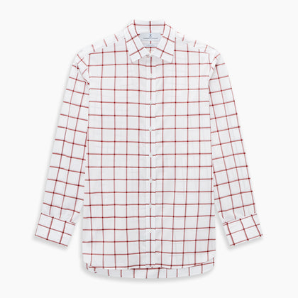 Dark Red Grid Check Mayfair Shirt Image 6