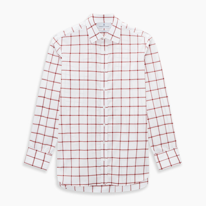 Dark Red Grid Check Mayfair Shirt Image 6