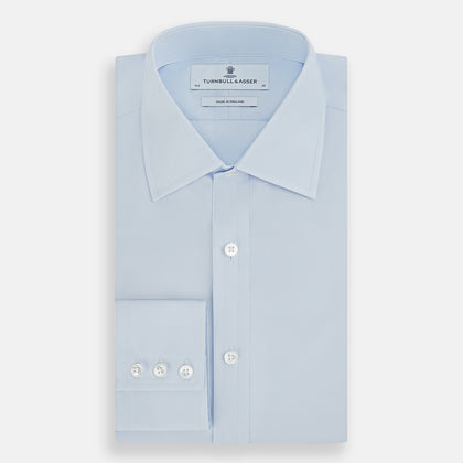 Pale Blue Cotton Regular Fit Mayfair Shirt Image 4