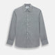 The Turnbull & Asser Grey and White Micro Check Westminster Shirt features long sleeves, a button-up front, a Westminster collar, and white buttons, shown flat on a white background.