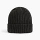 The Turnbull & Asser Charcoal Melange Ribbed Cashmere Beanie features a chunky knit and folded cuff, shown against a plain white background.