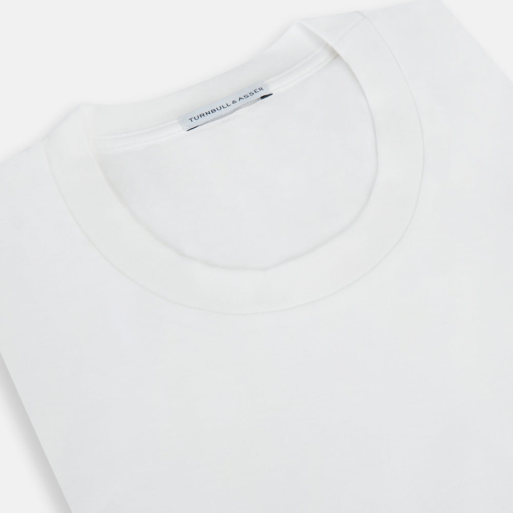 The Turnbull & Asser White Short-sleeve Fitted T-Shirt is a classic, logo-free crew neck laid flat on a white background—perfect for smart casual looks.
